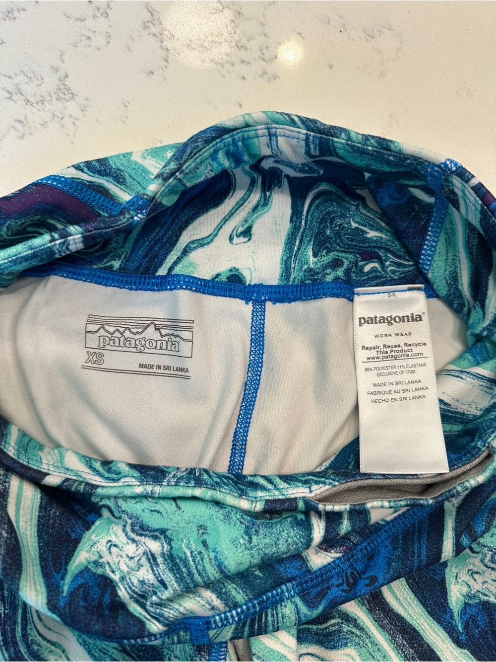 Patagonia Blue Marble Legging Athletic Pants Full Length size xs - Picture 5 of 5